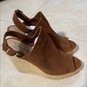 Steve Madden Brown Suede Espadrille Wedge Sandals